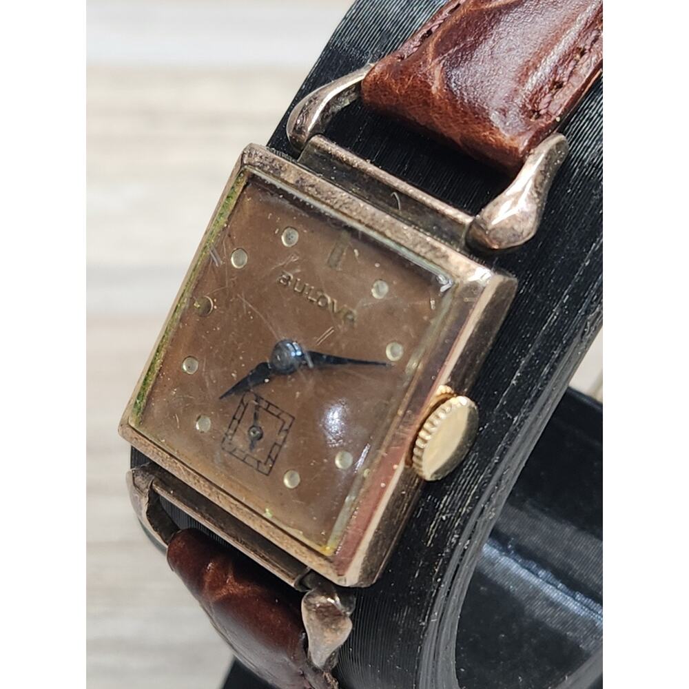 1940's Bulova Conrad Watch 14kt Rose Gold Filled, Running, Runs Fast - Picture 2 of 10